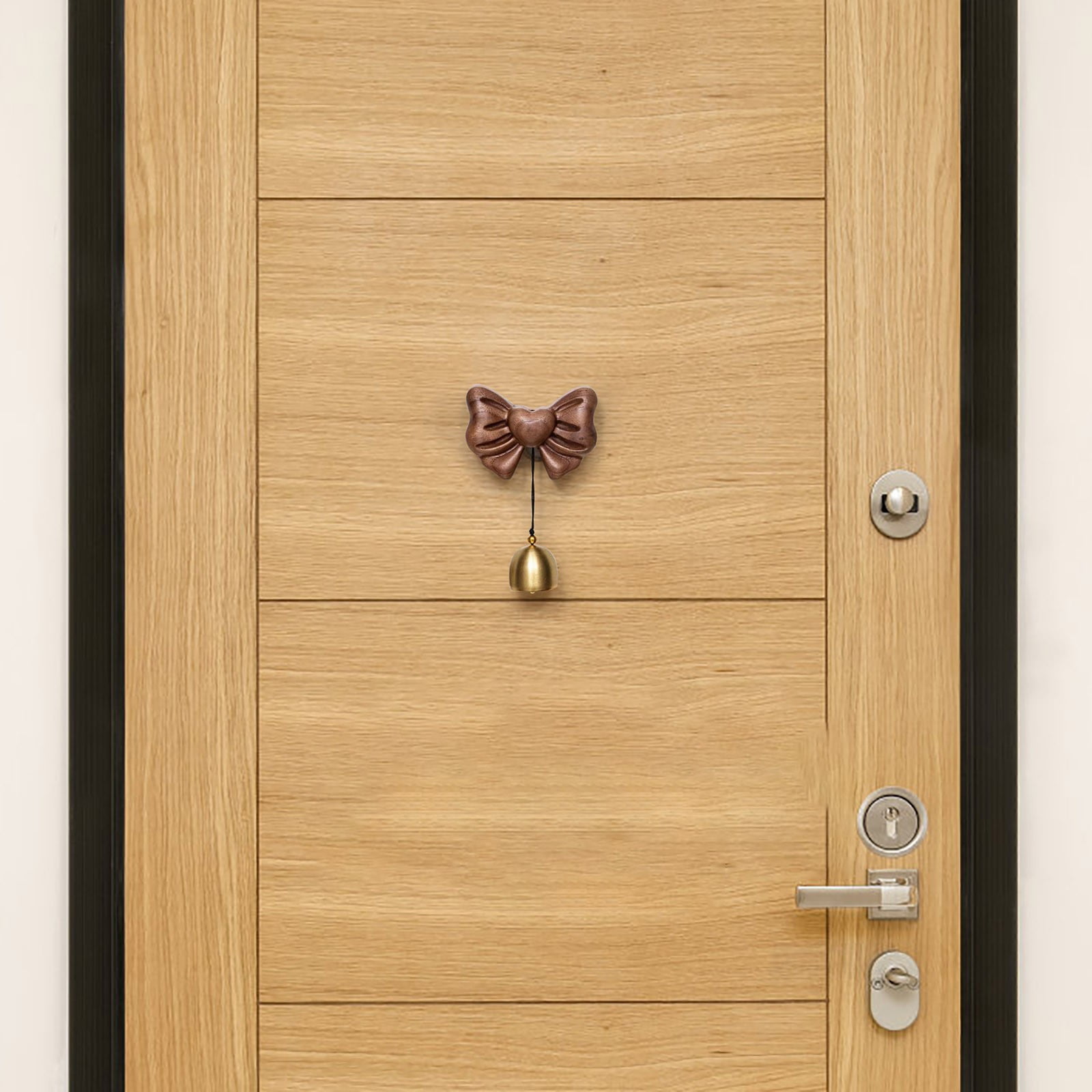 YingTaiLi Bow Shape Simple Suction Door Wind Chime Copper Bell,Magnetic Shopkeepers Bell Wood Doorbell Wind Chime,for Refrigerator, Room, Porch, Garden, Backyard, Restaurant