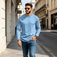 thumbnail image 6 of DORKASM Long Sleeve Shirts for Men Crew Neck Lightweight Causal Tops Pullover Solid Trendy Tee Vacation Fashion Shirts Sky Blue 4XL, 6 of 8