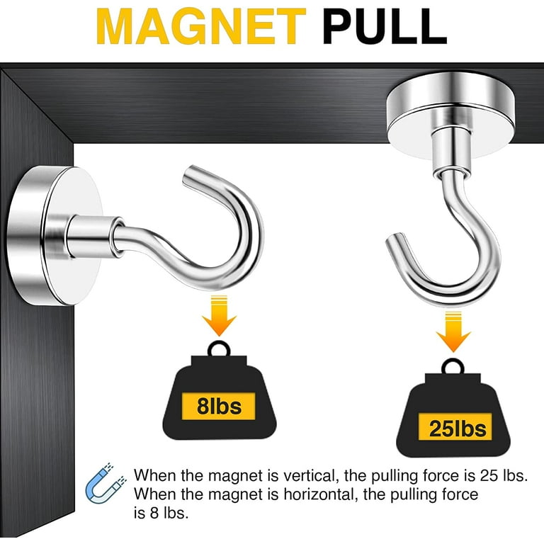 DIYMAG Magnetic Hooks, 25lbs Strong Magnet Hooks for Kitchen, Home, Cruise, Workplace, Office and Garage, Pack of 10
