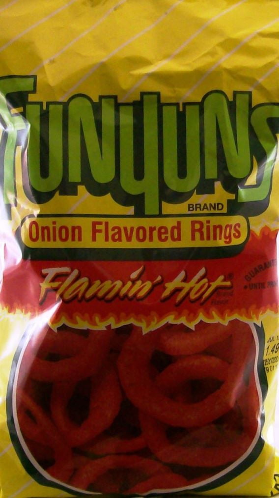 Funyuns Flamin Hot Onion Flavored Snacks 2.375 Ounce Plastic Bag