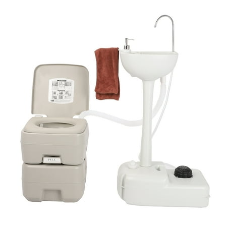 Portable Sink - UBesGoo Portable Hand Wash Sink Basin Stand with Fauce + 20L/5 Gallon Camping Flushing Toile, for Outdoor Garden Vehicle Party