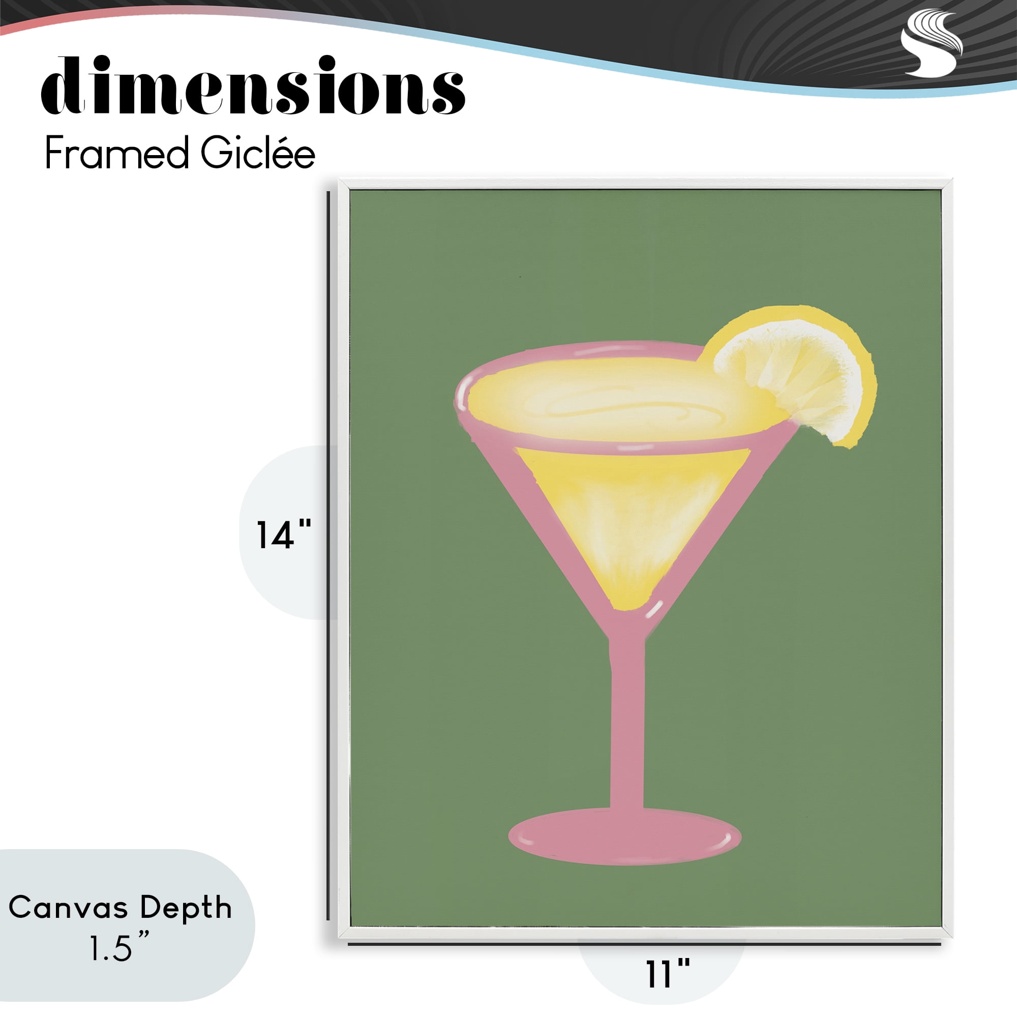 Stupell Industries Lemon Drop Glass over Green White Framed Giclee Art, design by Robin Maria