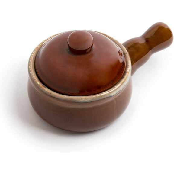 Fox Run French Onion Soup Bowl with Lid, Stoneware, 4.75" x 7.75" x 4"