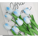 thumbnail image 1 of Xiao Hua 12 flores artificiales de tulipán, flores falsas, flores artificiales para decoración de bodas, blanco y azul, 1 of 5
