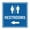Blue, variant on Square Restrooms left arrow Sign (Red/Yellow) - Small