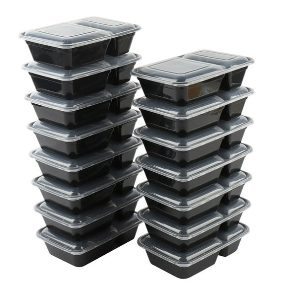 Mainstays 60 Piece Meal Prep Food Storage Containers, 15Pack 1L plus 15Pack 900ml