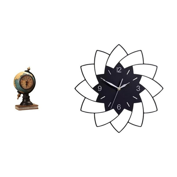 Figura de escritorio,Reloj de mesa con figura de globo terráqueo,decoración para oficina y hogar,Reloj de pared grande,Reloj de pared acrílico silencioso,sin tictac,Reloj de pared grande