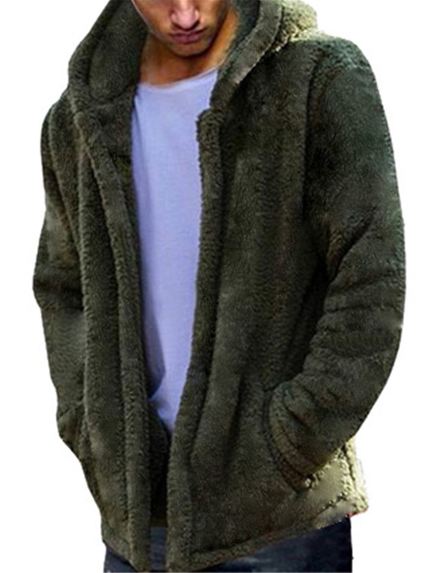 Women Fuzzy Fleece Jacket HYGCGH7Y Solid Open Front Hoodie Cardigan Coat Outwear Pockets 