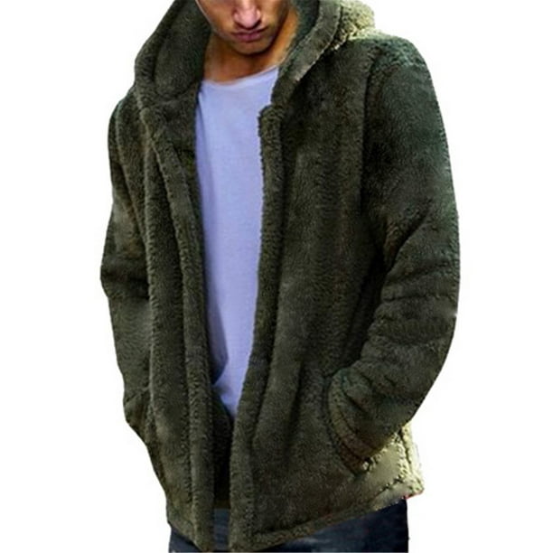 Wsevypo - Wsevypo Mens Fuzzy Sherpa Fleece Hoodie Lightweight Jacket ...