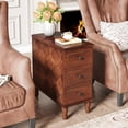 thumbnail image 4 of Tribesigns Solid Wood End Table, Fully Assembled Narrow Side Table with Drawers, Pre-Assembled Nightstand Slim Bedside Table for Small Spaces, Living Room, Bedroom, Brown, 4 of 8