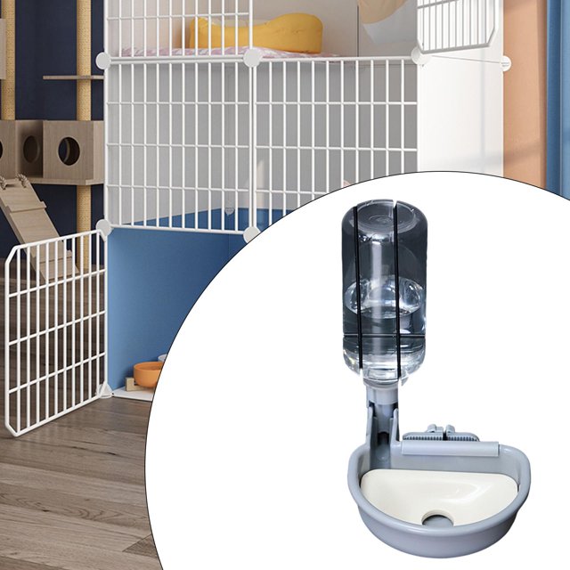 Botella de Agua para Mascotas, Botella de Agua para Conejos, Dispensador de Agua Antidesbordamiento, Estación Dispensadora de Agua para Gatos Y Animal Gris