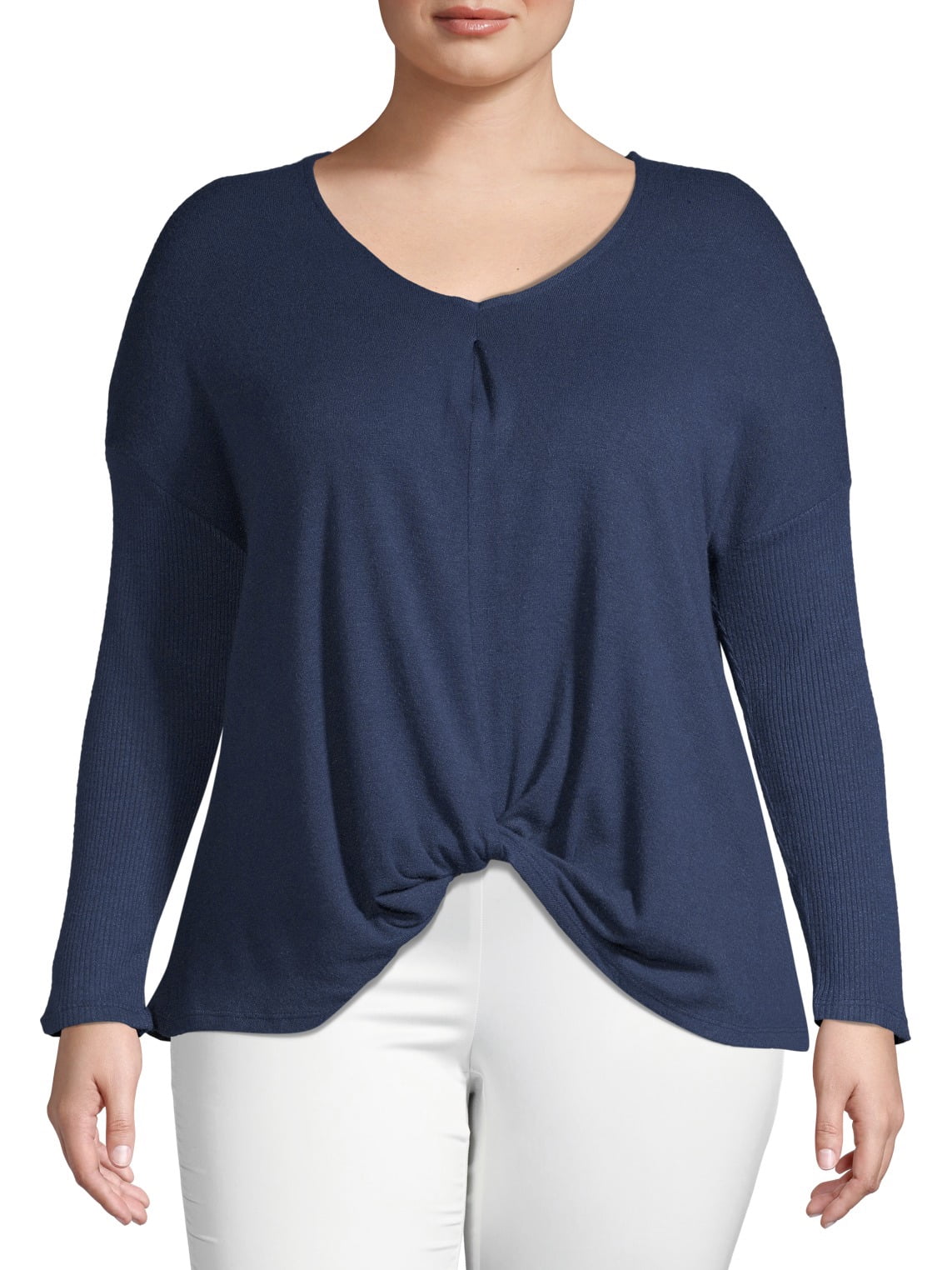 Women's Plus Size Long Sleeve Drop Shoulder Top - Walmart.com