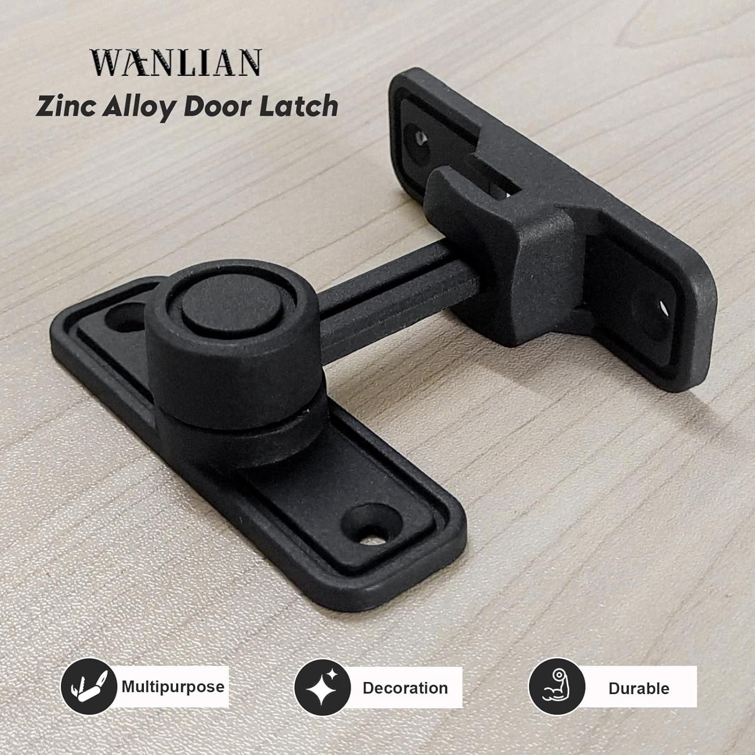 ABCISI 90 & 180 Degree Barn Door Lock, Zinc Alloy Heavy Duty Sliding Door Latch Pocket Door Lock, Home Safety Gate Locks Fit for Garage, Garden, Bathroom, Cabinet