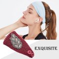 thumbnail image 1 of Crochet Headbands Winter Leaves Pattern with Rhinestones Elastic Head Protector Wide Warm Chunky Hair Accessories for Girls Purplish red, 1 of 8