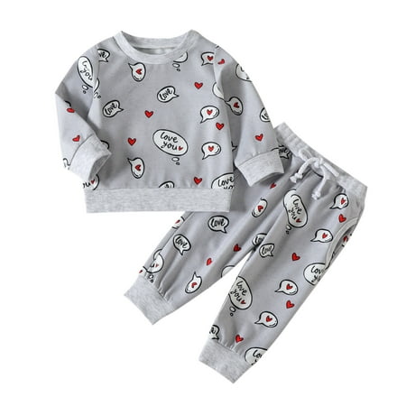 

Toddler Girls Valentine s Day Long Sleeve Hearts Printed T Shirt Pullover Tops Pants Outfits