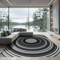 thumbnail image 2 of ODIKA 8'x10' Washable Area Rug Disc Record Radiating Rings Musical Theme Round Shaped Music for Dining Room, Large Office, Lounge, Non-Slip Chair-Friendly Mat, 2 of 7