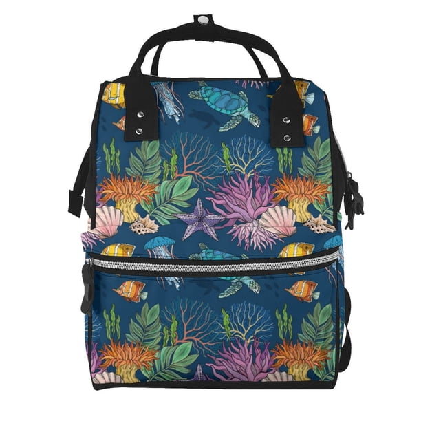Disketp Undersea Animals Mochila de Pañales de Gran Capacidad con Múltiples Bolsillos, Mochila de Viaje Multifuncional para Bebé, Unisex, Moderna y Resistente