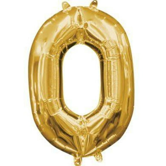 Anagram 78522 16 in. Number 0 Gold Shape Air Fill Foil Balloon
