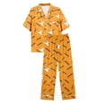 thumbnail image 6 of Likimi Halloween Pajamas For Women Set Lapel Button Down Hallowmas Graphic Print Short Sleeve Pjs Tops With Pants For Party Casual Sleepwear Orange Size L, 6 of 7