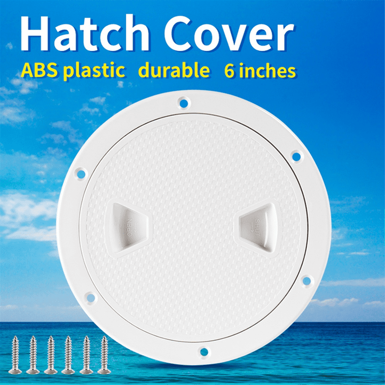 2-Pack 6-Inch White Round Boat Deck Hatches - Non-Slip Inspection Access Covers