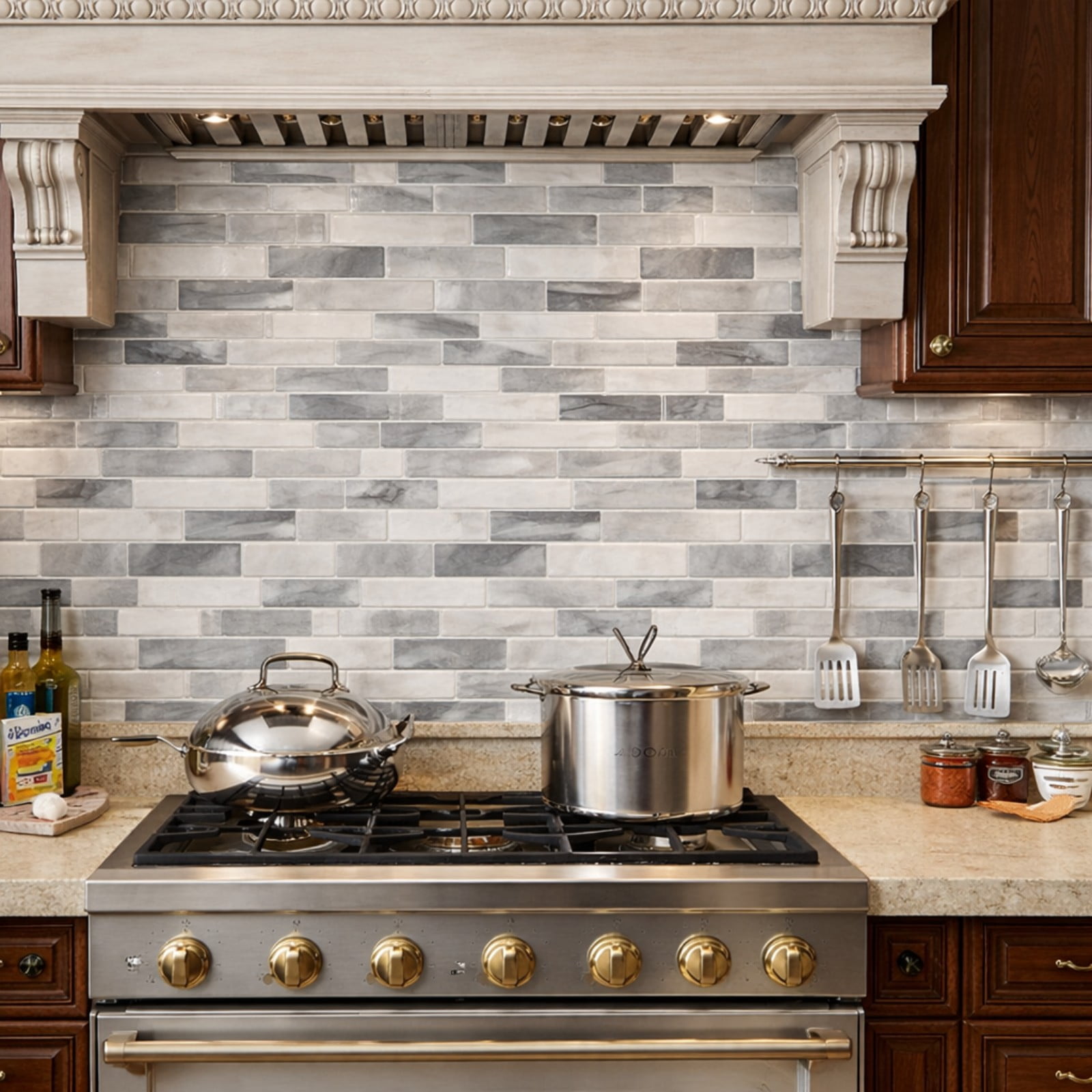 BEAUTYPEAK 11.8"x11.8" Peel and Stick Backsplash 10 Pack 3D Wall Tile for Kitchen, Bathroom, Gray Marble