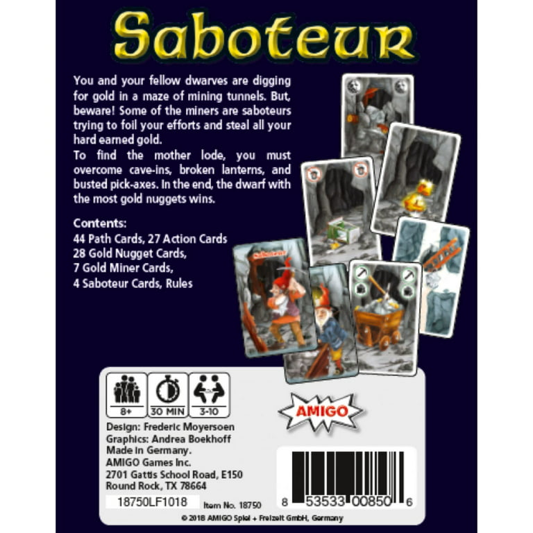 Saboteur + Ouro Perdido + Anão Egoísta + Troca Mapa Jogo de Cartas  PaperGames J007 em Promoção na Americanas