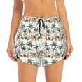 thumbnail image 2 of Pofeuu Flamingo Palm Trees Print Women's Athletic Shorts Running Workout Shorts Tummy Control Quick Dry Gym Shorts with Pockets Double layer sports shorts-Large, 2 of 7