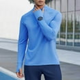 thumbnail image 4 of VSSSJ Men's Workout Shirt Casual Quick Dry 1/4 Zipper Thumb Hole Long Sleeve Stand Collar Shirt Running Training Gym Athletic Tops Blue XXL, 4 of 6