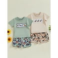 thumbnail image 3 of Toddler Baby Kids Boys Summer Outfits 3 6 12 18 24 Months 2T 3T Duck Embroidered Short Sleeve T-Shirts Elastic Waist Shorts 2Pcs Clothes Set, 3 of 9