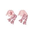 thumbnail image 2 of BemeyourBBs Toddler Baby Girl Valentines Day Outfit Love Heart Crew Neck Long Sleeve Sweatshirt and Bell  Bottom Flared Pants 2 Pcs Set Fall Winter Spring Clothes, 2 of 9