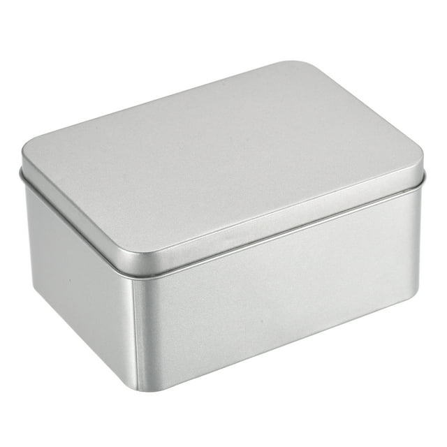 Caja de Metal de hojalata rectangular Unique Bargains 4,92' x 3,54' x 2,36' Plateado