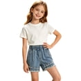 thumbnail image 2 of Liyamei Girls Beaded Denim Shorts with Raw Hem for Summer Style Size 5-14,Blue, 2 of 4