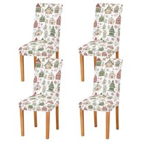 Yayeee 4 Pack Dining Chair Covers Stretch Parson Chairs Slipcovers Seat Protector, Brown Christmas House