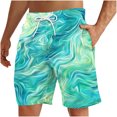 thumbnail image 2 of Aueoeo Men's Color Print Shorts Beach Casual Quick Dry Shorts Lightweight Soft Plus Size Drawstring Shorts S, 2 of 7