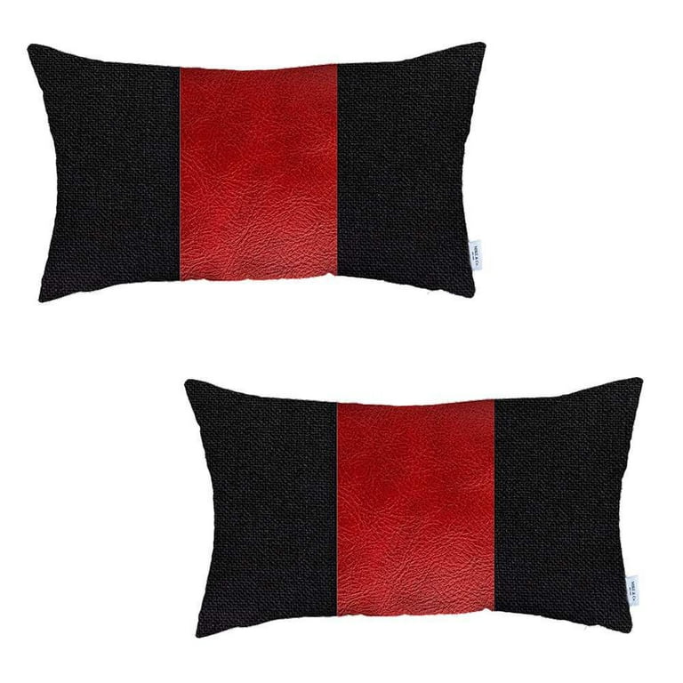 Set Of 4 Red Faux Leather Pillow Covers Set Of 4 Red Faux Leather Pillow Covers