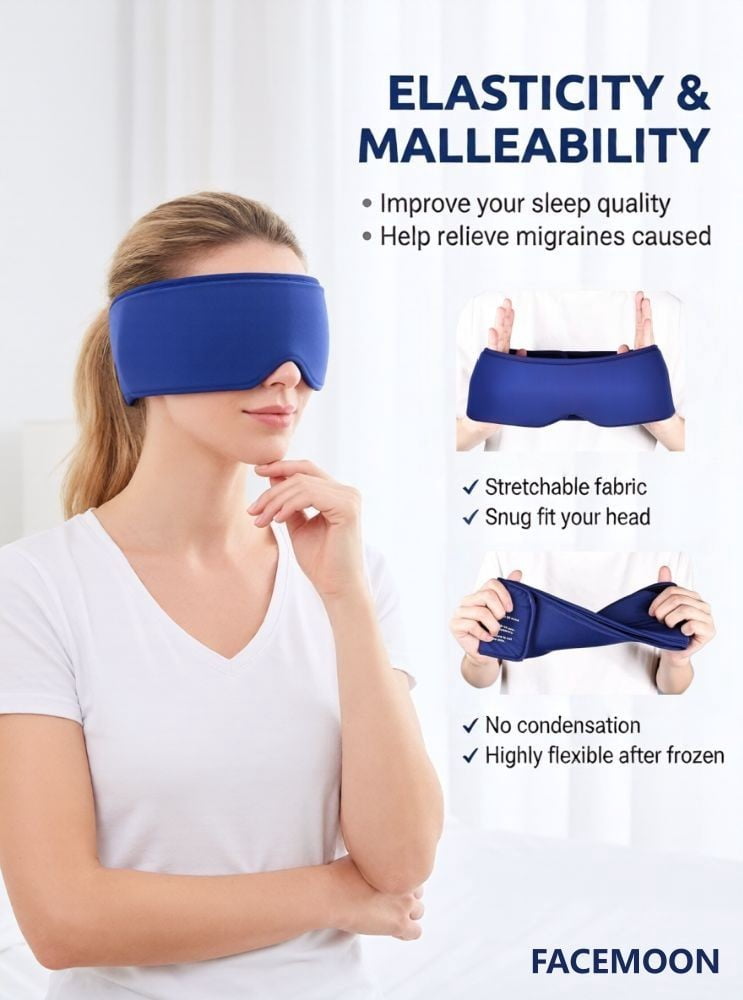 FACEMOON Large Cooling Eye Mask, Soft Thick Gel, Flexible, Reusable, Puffy Eyes Dark Circles Relief, Pink