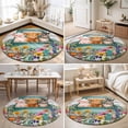 thumbnail image 4 of Round Rugs 5Ft, Country Farm Round Area Rug Washable Indoor Throw Carpet, Farmhouse Pig Cow Horse Truck Flowers Barn Soft Non Slip Circle Rug for Cabinet Bathroom Home Decor Aesthetic, 4 of 8