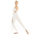 thumbnail image 3 of Kaerm Women Mesh Cutout Latin Dance Dress One Shoulder Lyrical Dance Contemporary Ballroom Dancewear Ivory M, 3 of 7