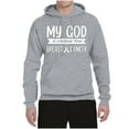 thumbnail image 2 of Wild Bobby My God Is Stronger Than Breast Cancer White Distressed Breast Cancer Awareness Unisex Hoodie Sweatshirt, Heather Grey, XX-Large, 2 of 6