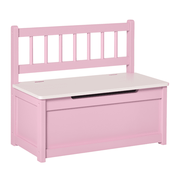 Toddler Toy Box Storage Bench with Large 27 L Interior, Kids Storage Bench Seat with Storage for Toddler Playroom Furniture, Kids Bedroom Furniture, Toy Organizer and Storage Bin Pink