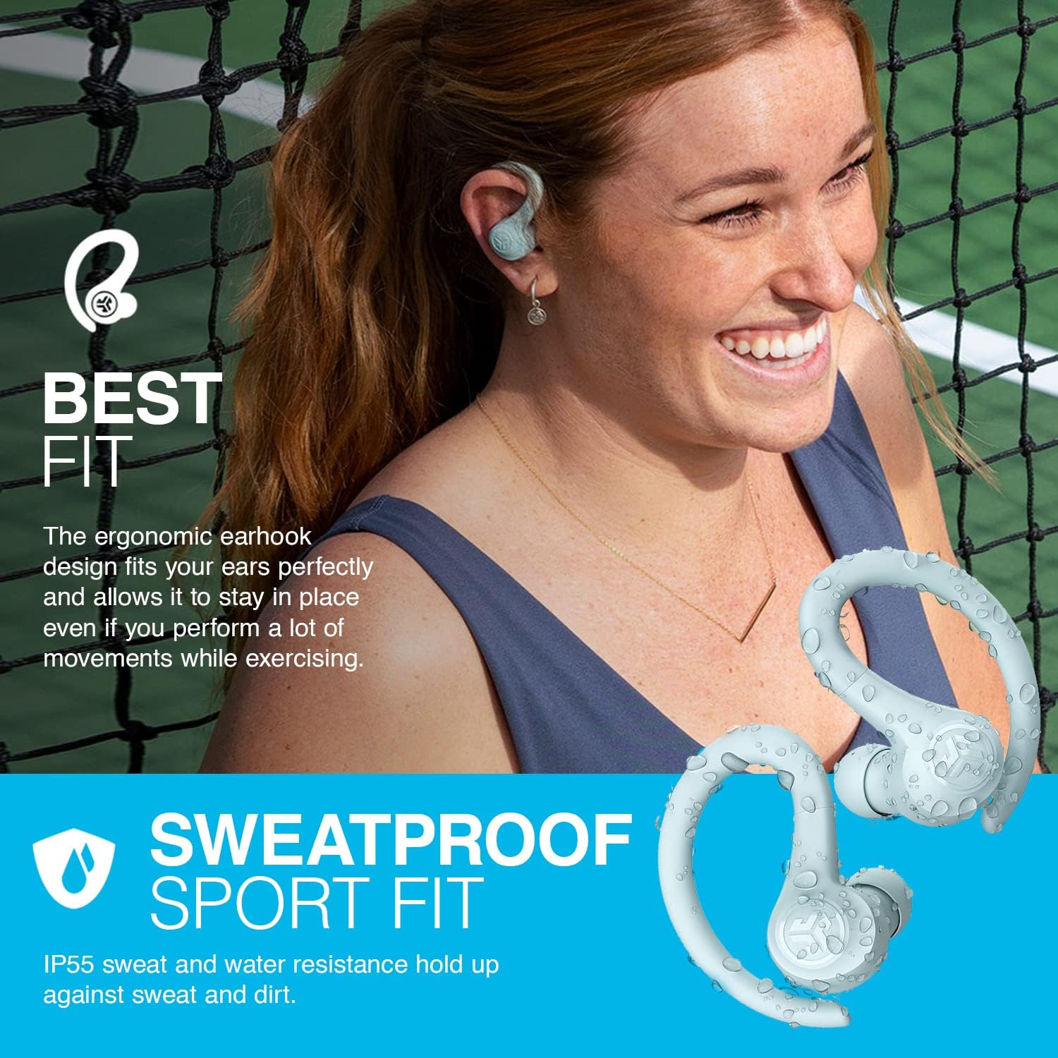 JLab Go Air Sport Sweatproof Wireless Earbuds, Light Blue photo 6