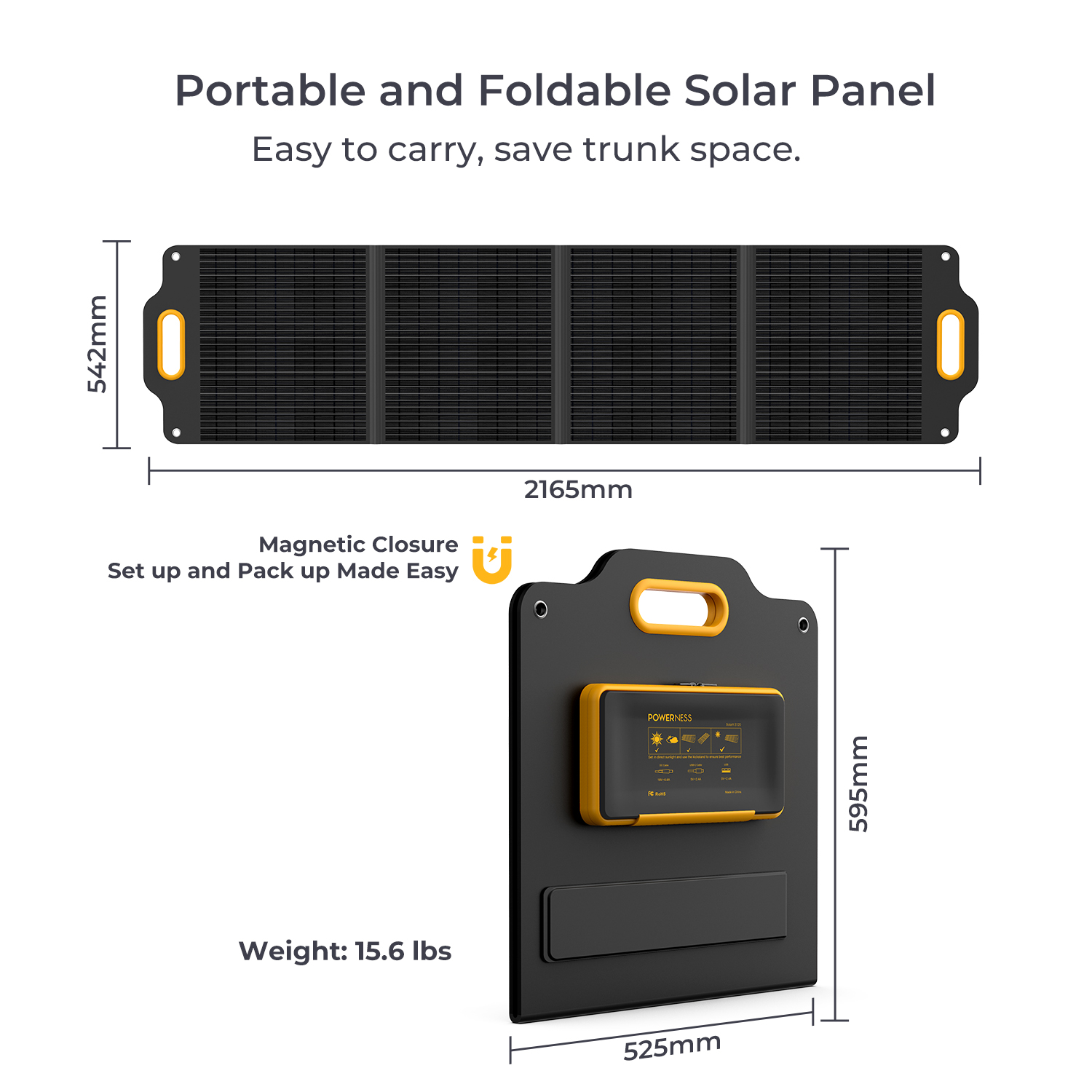Powerness 200W Portable Solar Panel for Power Station, Foldable Solar Charger with Patented LCD Digital Window for Outdoor Camping, RV, Off Grid System