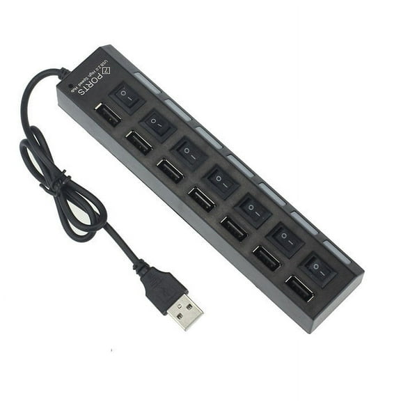 dfutuy 7 Ports LED USB 2.0 Adapter Hub Power on/off for PC Laptop 2025 Sale