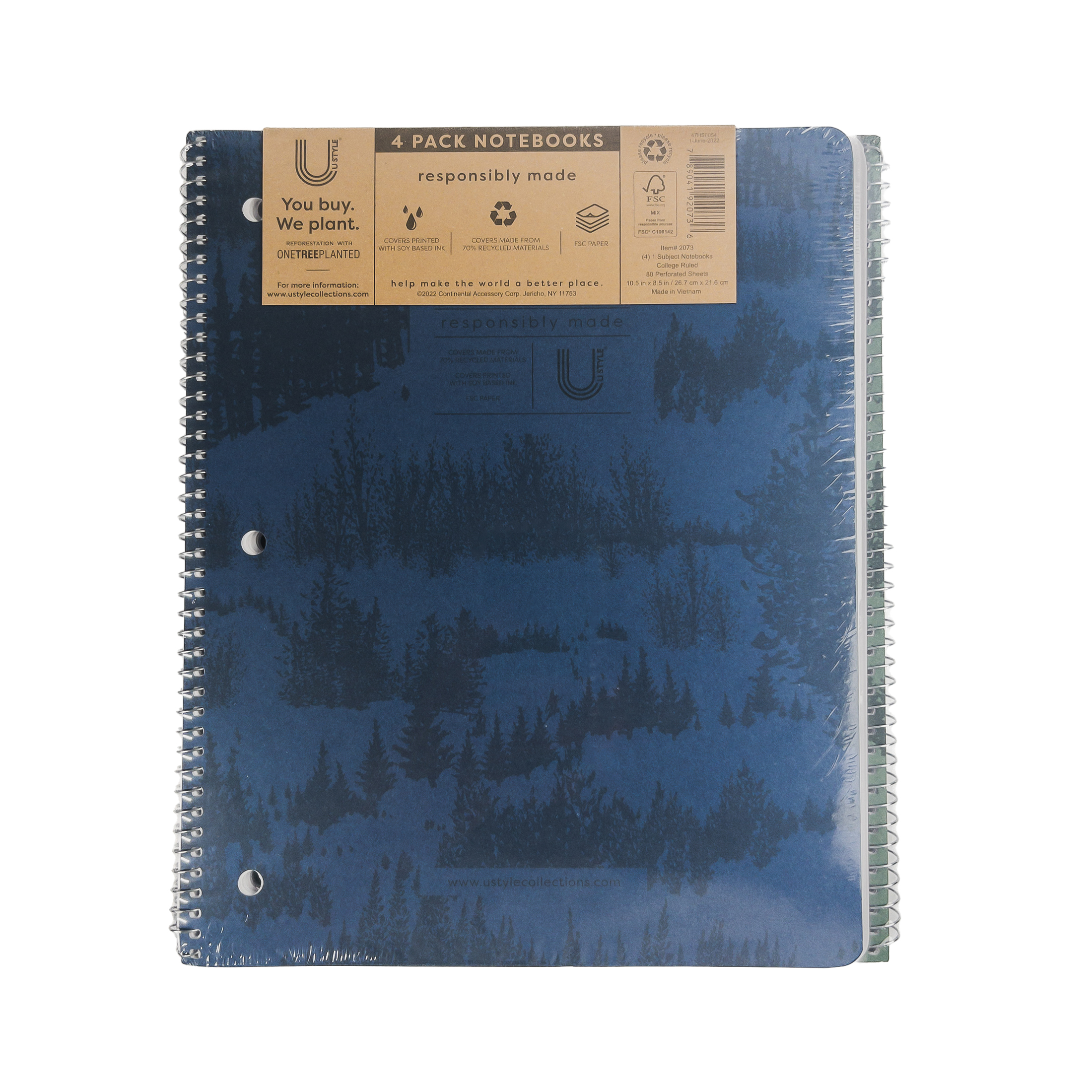 U Style Eco-Friendly 1 Subject Notebook, 80 Sheets, College Rule, 4 Pack - image 2 of 13