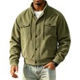 thumbnail image 6 of Stralyhd Corduroy Jackets for Men Turn Down Collar Long Sleeve Vintage Button Front Shacket Loose Casual Fall Work Jacket Khaki 3XL, 6 of 6