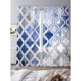 thumbnail image 3 of Blue Morocco Sheer Curtains 84 Inch Length 2 Panels Set, Vintage Graffiti Paint Art Boho Dappled Voile Window Treatment Rod Pocket Curtains Sheers Drapes for Bedroom/Living Room/Kitchen 52"x84"x2, 3 of 7