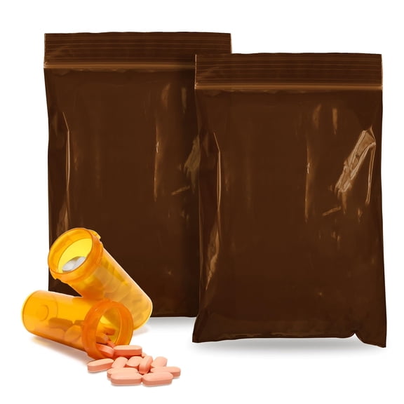 Amber UV-Protective Zip Bags, 3 Mil Light-Reducing LDPE, 1000 Count, 6 x 8 in