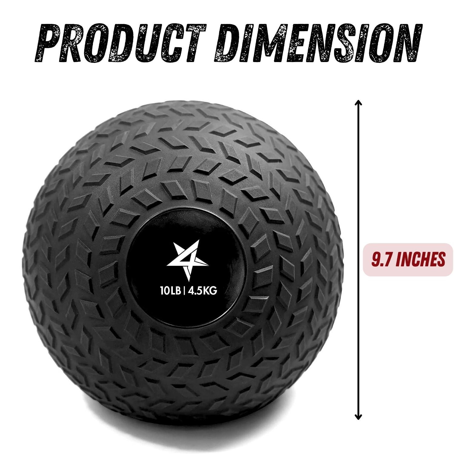 Yes4All 10lbs Slam Ball - Durable PVC Sand-Filled Medicine Ball, Available in 10-40lbs, Perfect for Core Strength & Full-Body Workouts - Tread Black