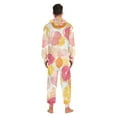 thumbnail image 4 of FORMRS Onesies Pajama for Adults Unisex Hoodie Winter Jumpsuit One Piece Sleepwear, Sizes S-2XL, Pink Floral Orange, 4 of 7