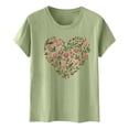 thumbnail image 4 of Primavera Top Mujeres de Moda de Cuello Redondo con Patrones de Corazón de Manga Corta Camiseta Top para Uso Diario Y de Fiesta, 4 of 5